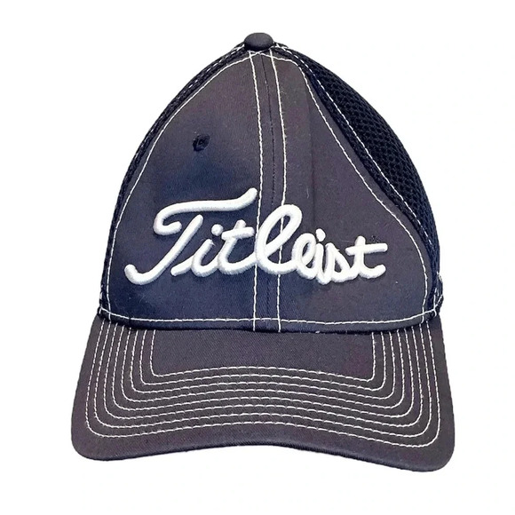 Titleist Footjoy FJ Pro V1 Navy Golf Hat Mesh New Era Fitted Cap Sz Medium Large - Picture 1 of 5